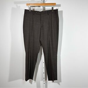 Zanella “Parker” Wool Trousers – Made in Italy 32x26.5 Charcoal Mini Check Slim